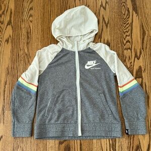 Nike Girls’ Sportswear Heritage Full Zip Hoodie Gray/Tan Size Large